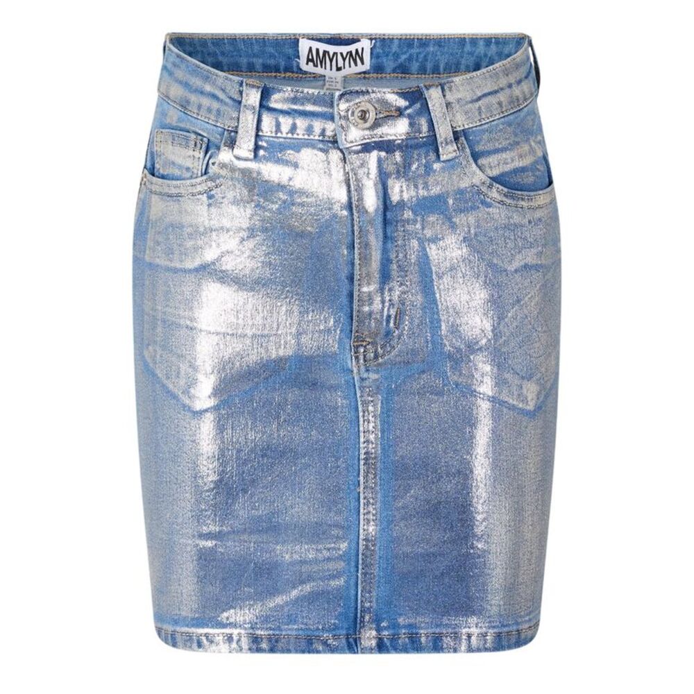 AmyLynn Womens/Ladies Metallic Denim Mini Skirt / Blue